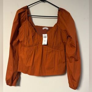 Abercrombie Women's Long-Sleeve Babydoll Poplin Top